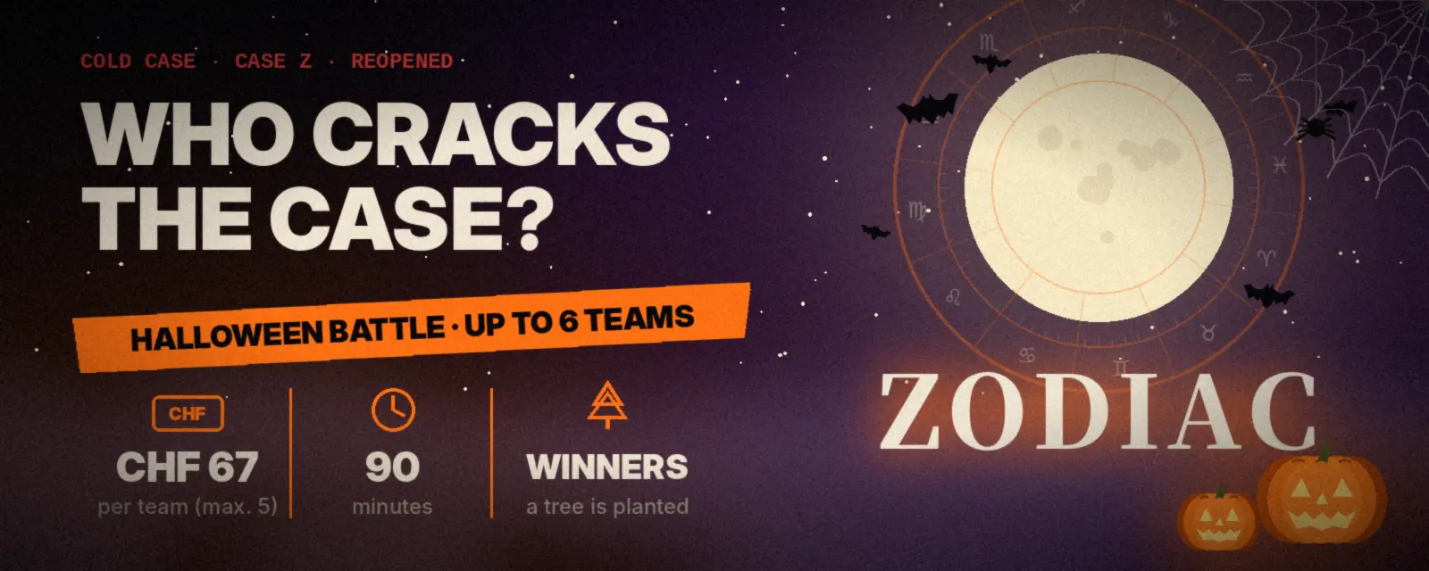 Halloween escape room Zurich – Zodiac cold case battle at Predigerplatz